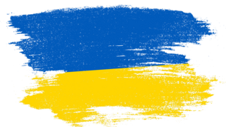 Ukrainische Flagge grob  mit einem breiten Pinsel gemalt