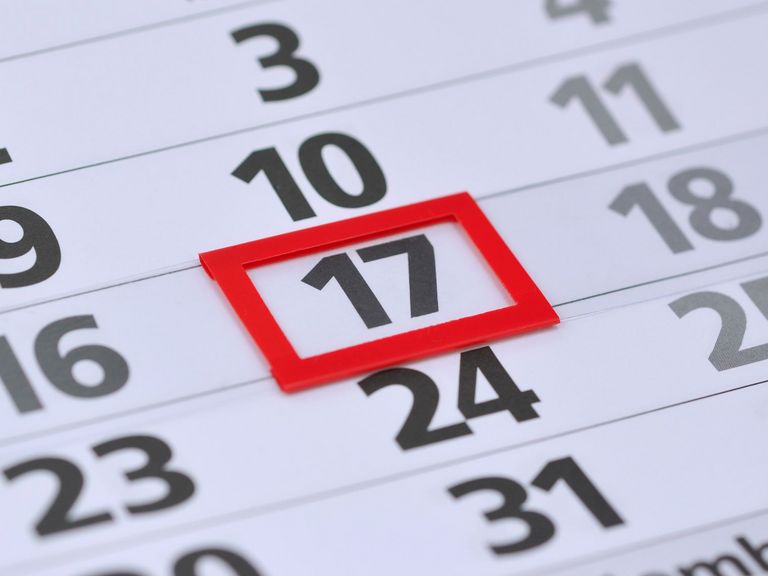 Kalender zeigt Wochentage