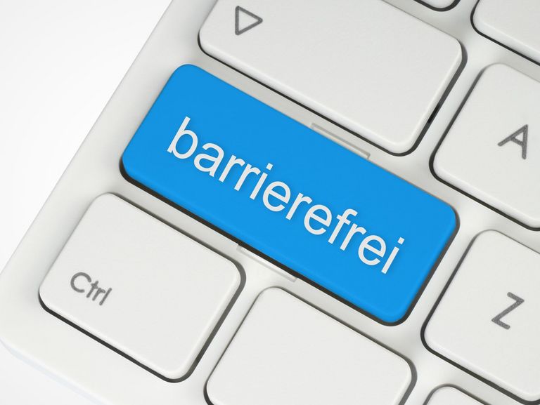 Tastatur mit blauer Taste und der Aufschrift "barrierefrei"