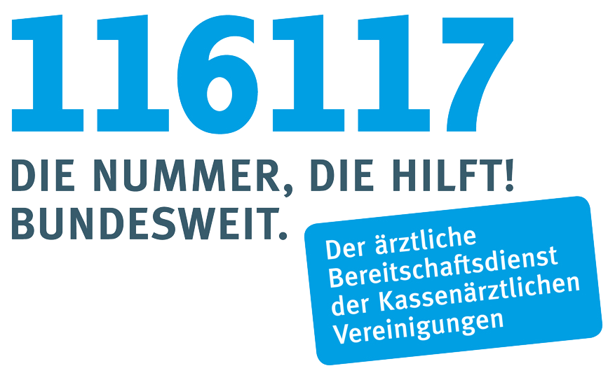 Logo und Telefonnummer des Arzt-Bereitschaftsdienstes