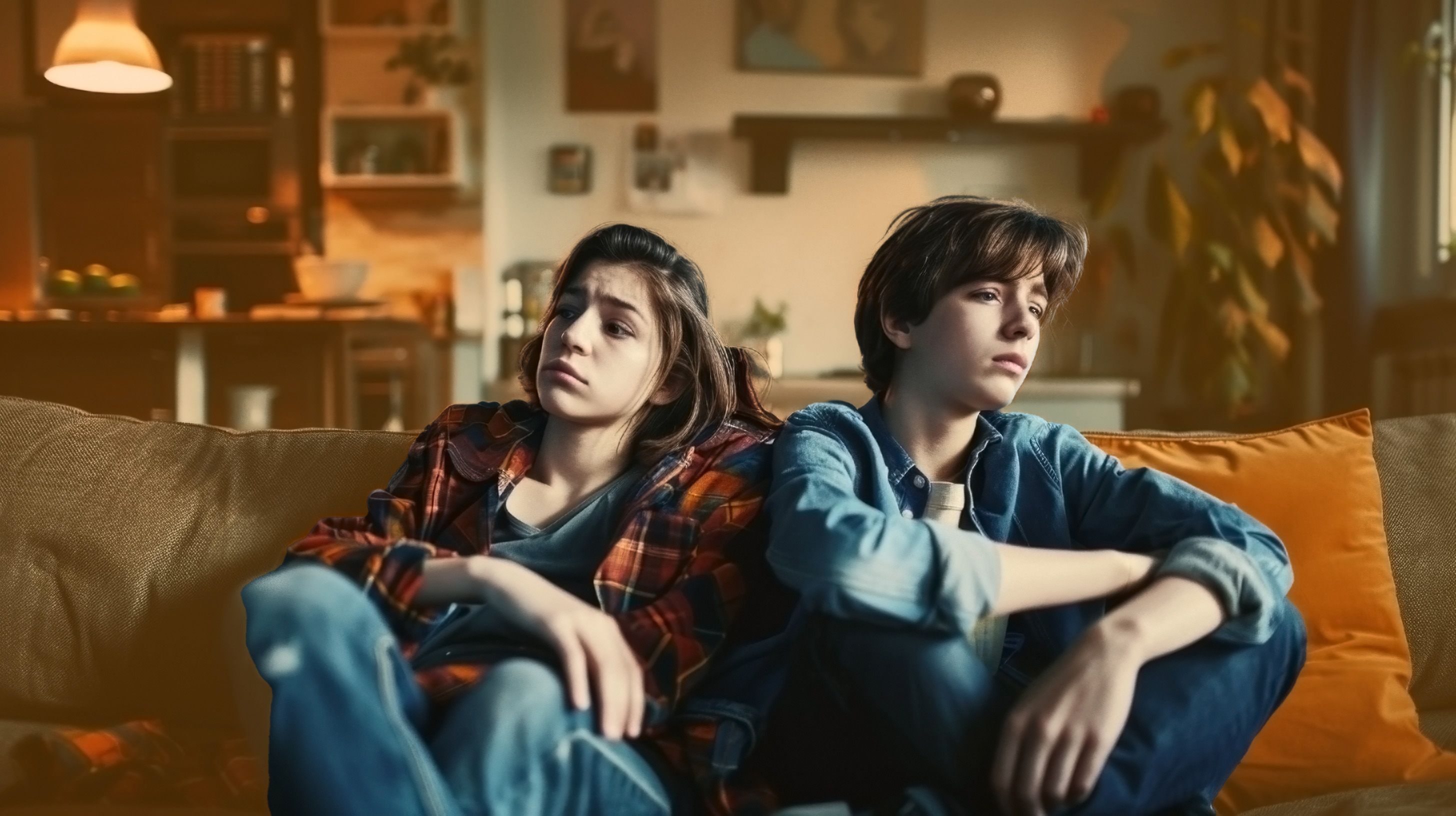 HBSC-Studie Zwei deprimiert und lustlos schauende Jugendliche sitzen auf einem Sofa