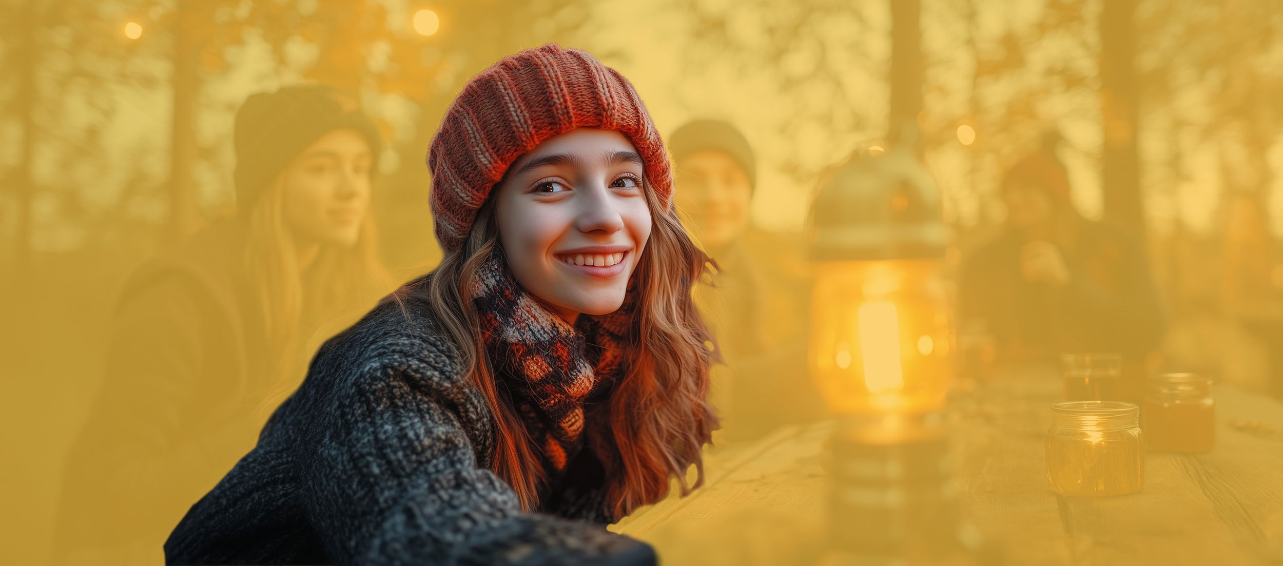 Teenagerin mit Mütze und Strickpulli im skandinavischem Style